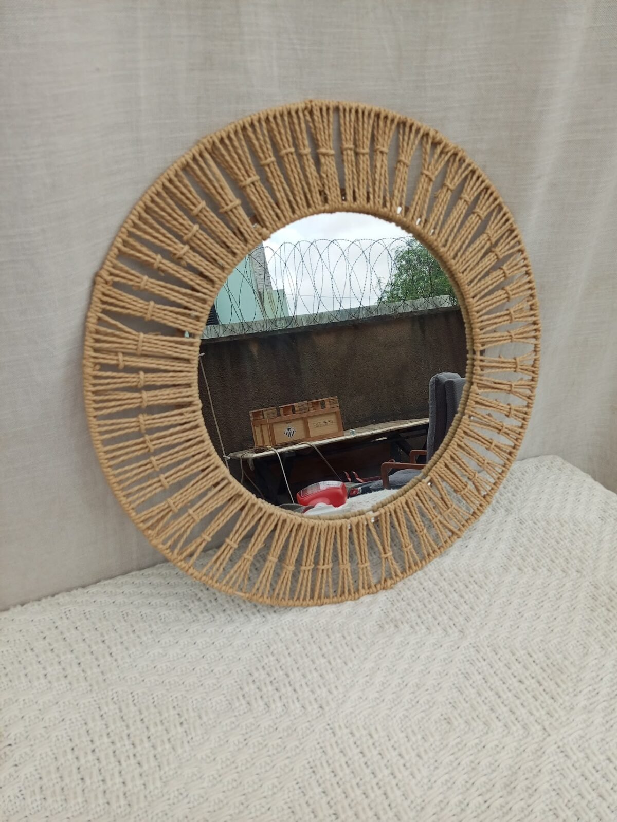Round Rattan Wall Mirror Round Rattan Wall Mirror - Image 1