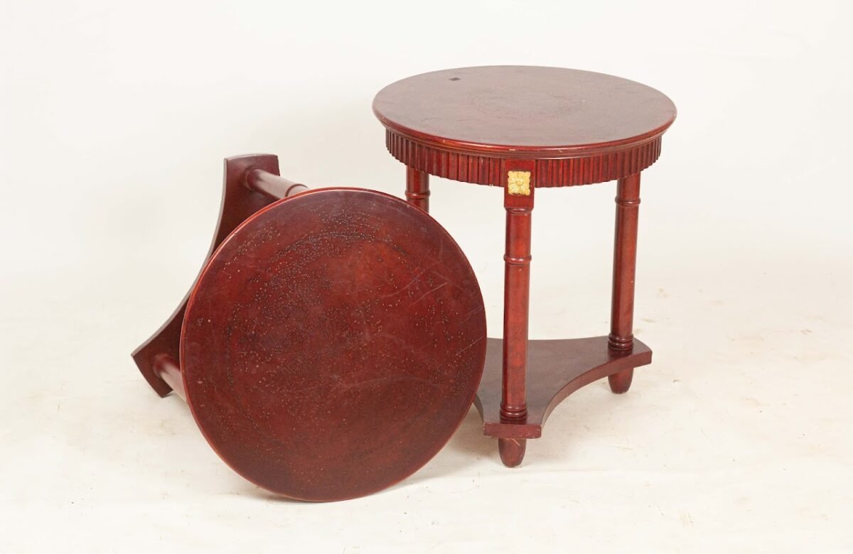 Round Side Table Mahogany Reeded-Leg Side Table (Nesting Pair) - Image 1