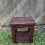 Rustic Hand-Carved Wooden Side Table