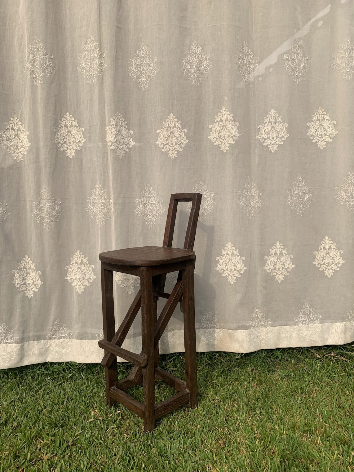 Rustic Hand-Hewn Tall Bar Stool - Image 1