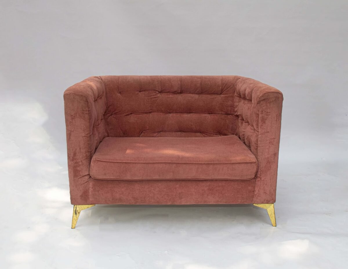 Single seater sofa 3 Mauve Tufted Tub Chair (Gold Legs) - Image 1