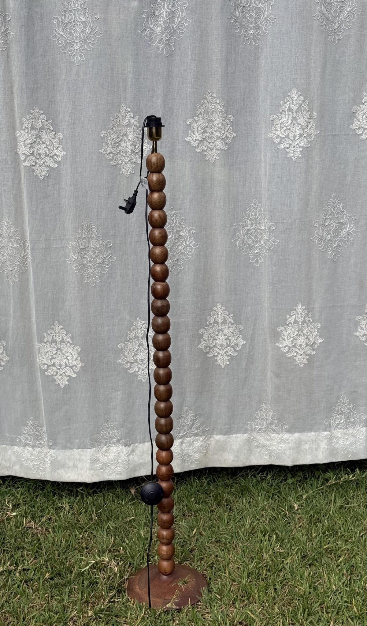 Spindle Bead Wooden Floor Lamp - Image 1