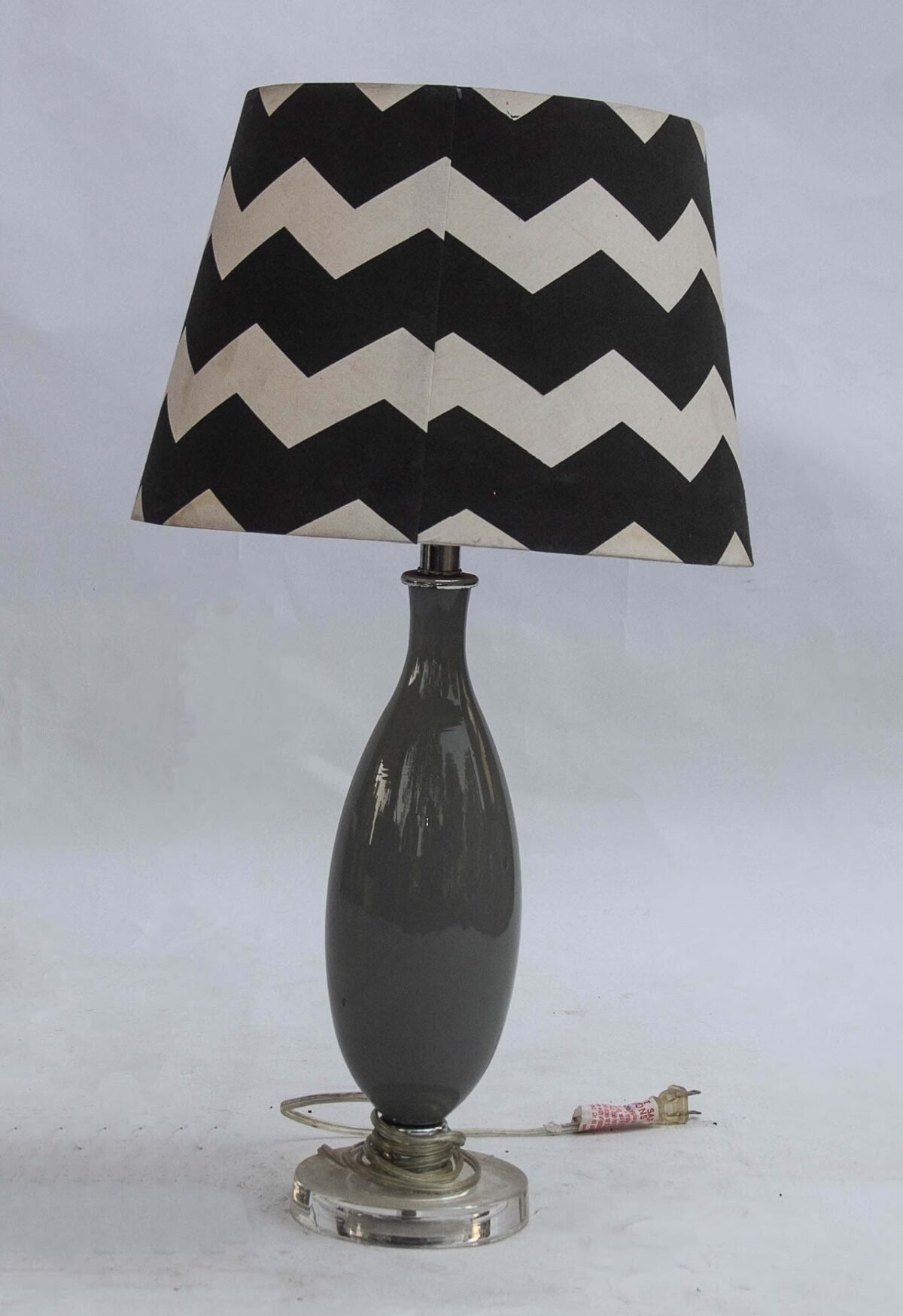 Table lamp 11 Grey Bottle Lamp (Chevron Shade, Alt) - Image 1