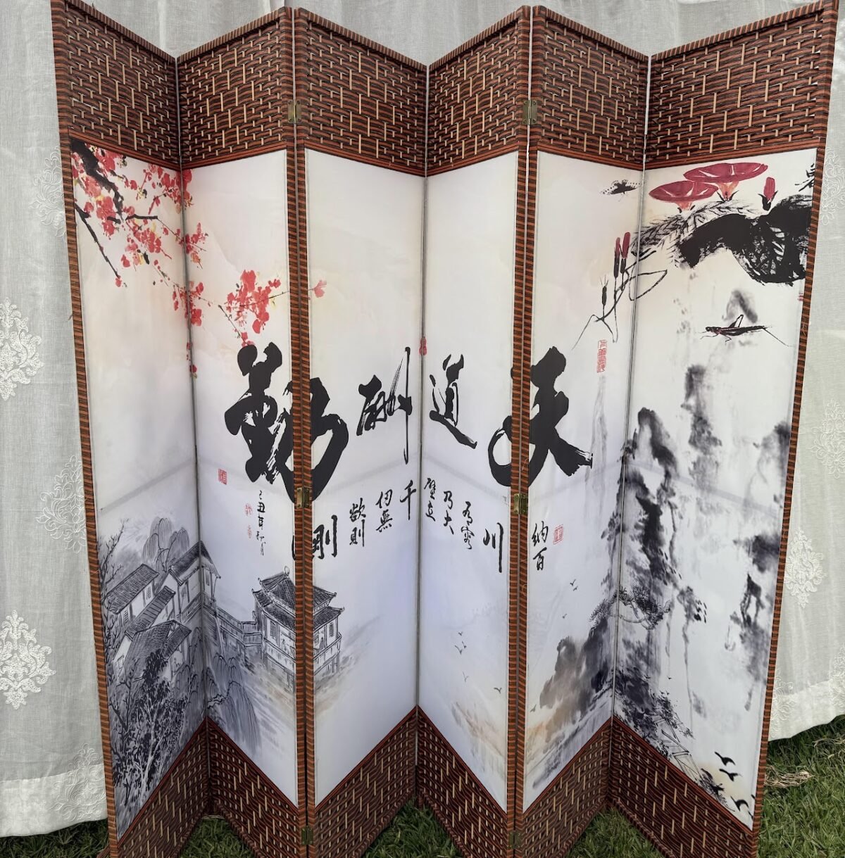 Traditional Asian Folding Screen Room Divider Asian Folding Screen - Image 1