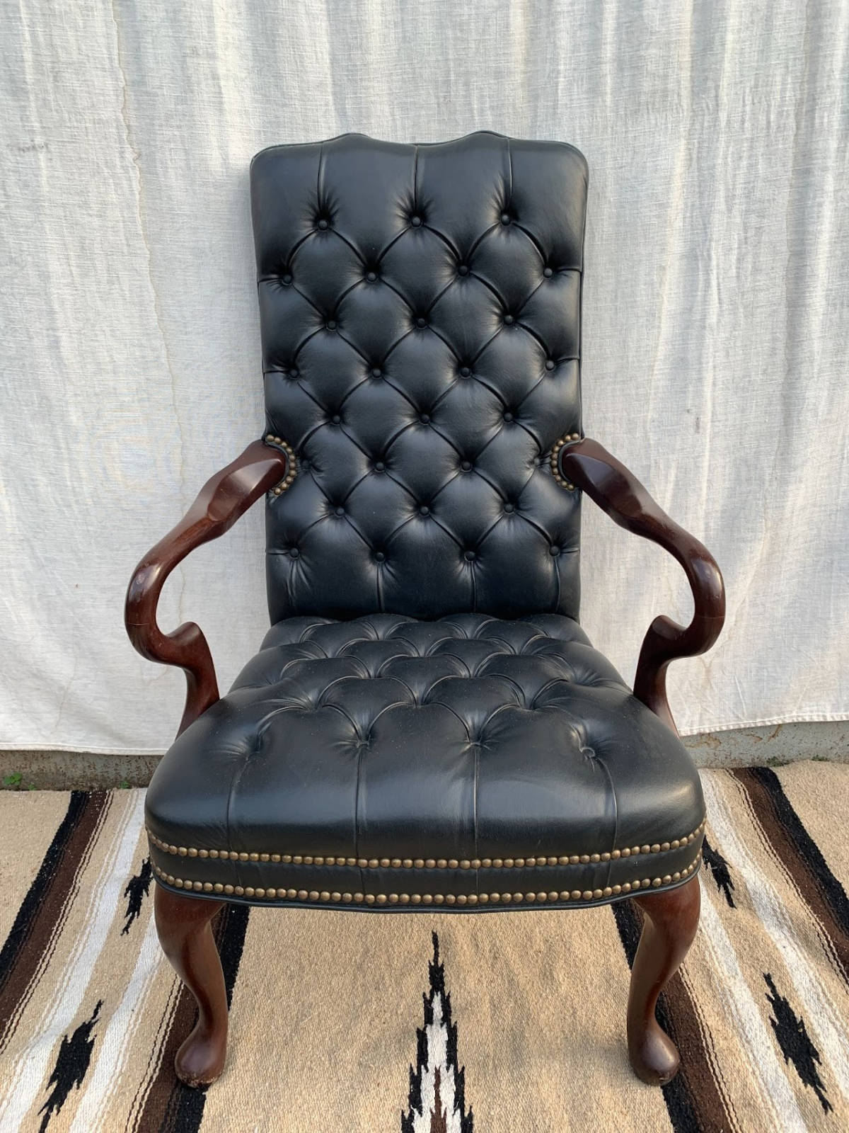 Tufted Black Leather Armchair Tufted Black Leather Armchair - Image 1