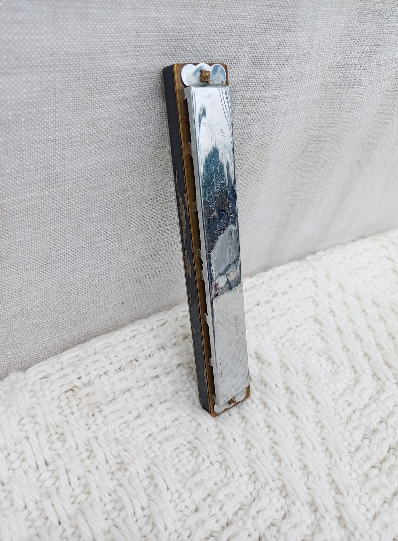 Vintage Harmonica 2 silver metal vintage harmonica - Image 1