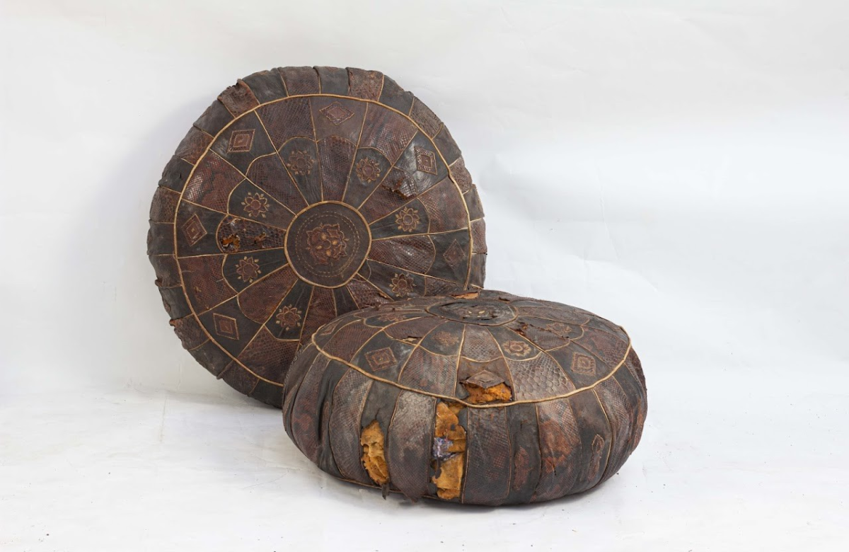 Vintage Leather Floor Cushion - Image 1