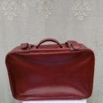 Vintage Oxblood Faux-Leather Suitcase