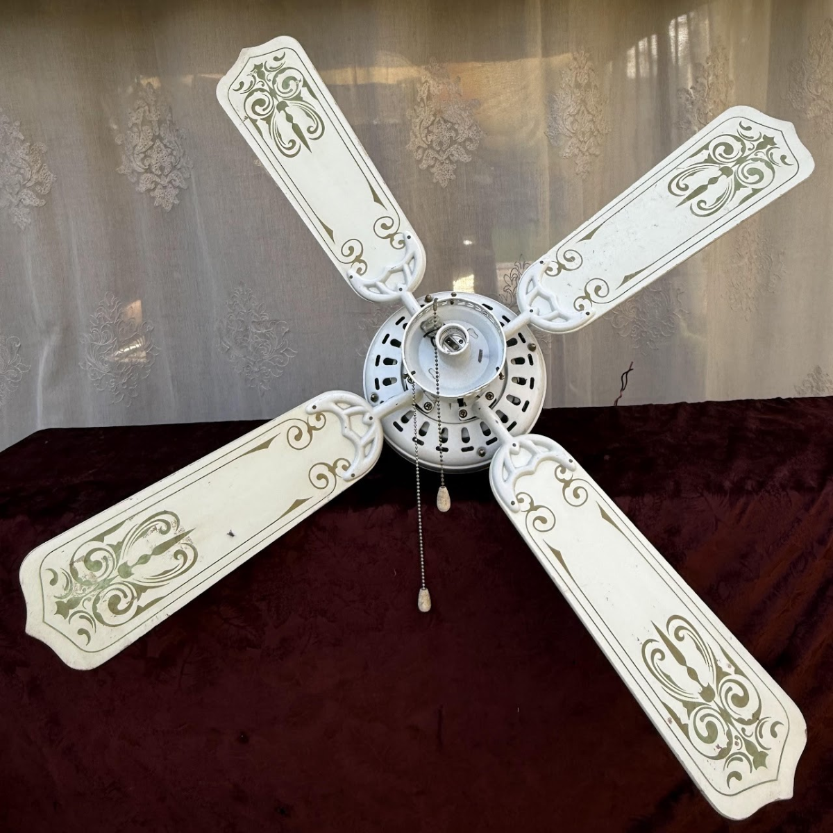 Vintage Shabby Chic Ornate Ceiling Fan - Image 1