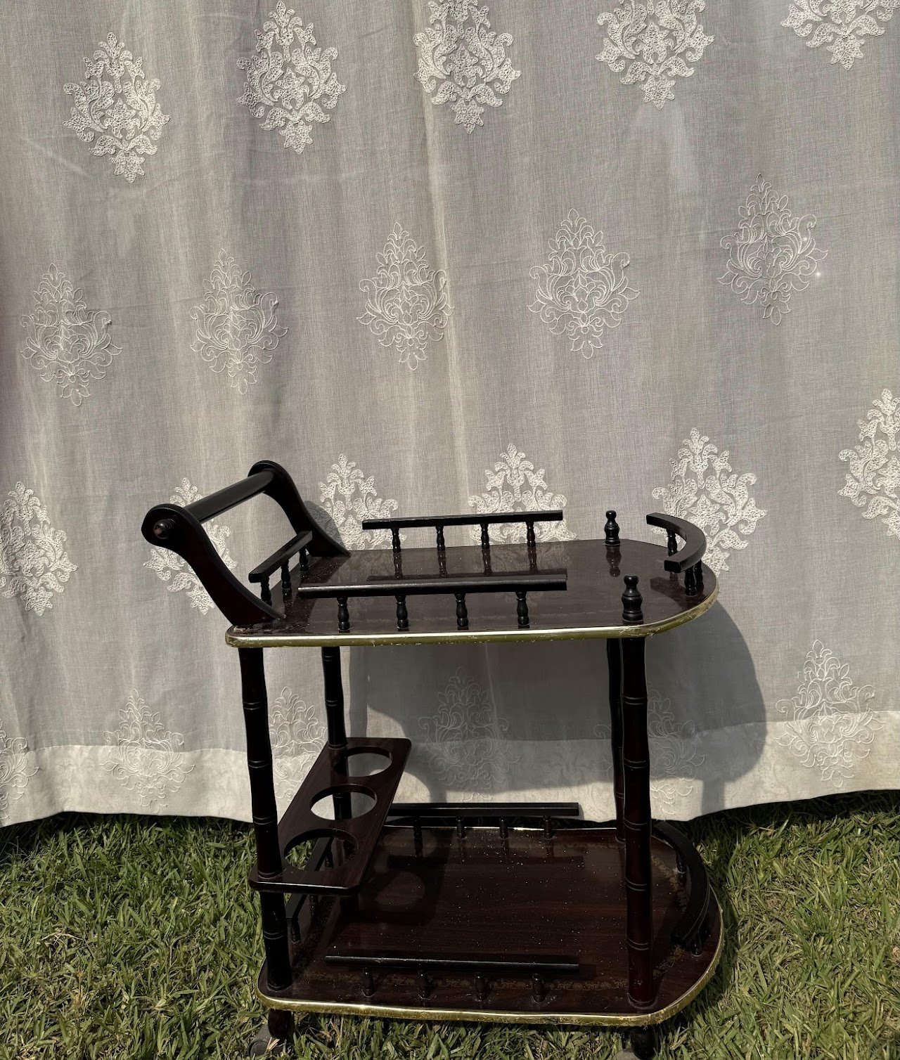Vintage Wooden Rolling Bar Cart Vintage Wooden Rolling Bar Cart - Image 1