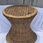 Vintage Woven Rattan Hourglass Stool