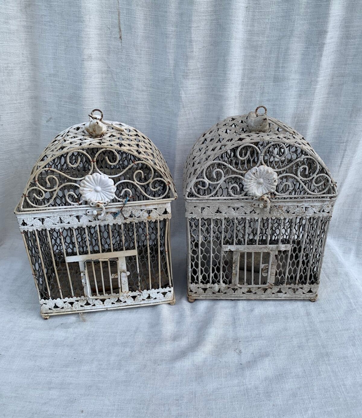 White Antique Bird Cage - Image 1