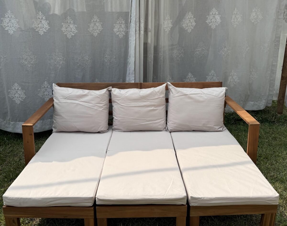 Wooden bed frame 2 Outdoor Wood Daybed Sofa - Image 1