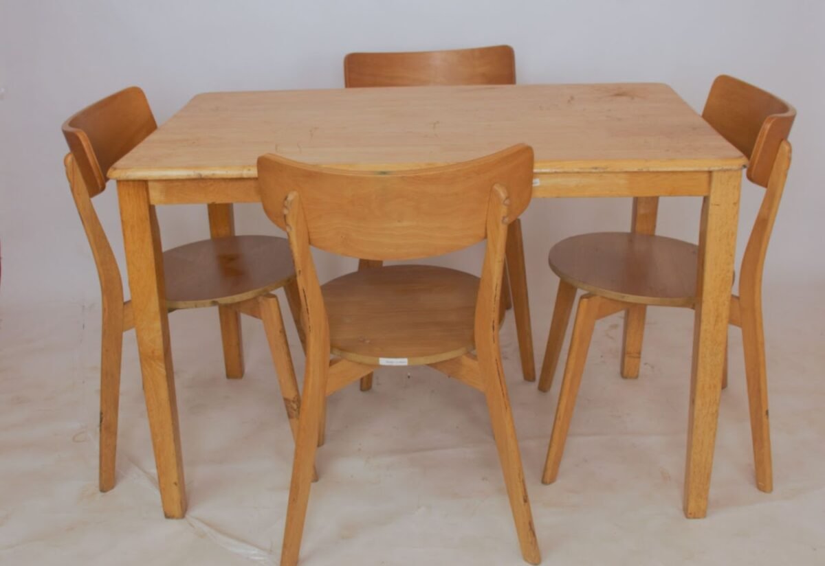 Blonde Wood Cafe Dining Set (4 Chairs) - Image 1