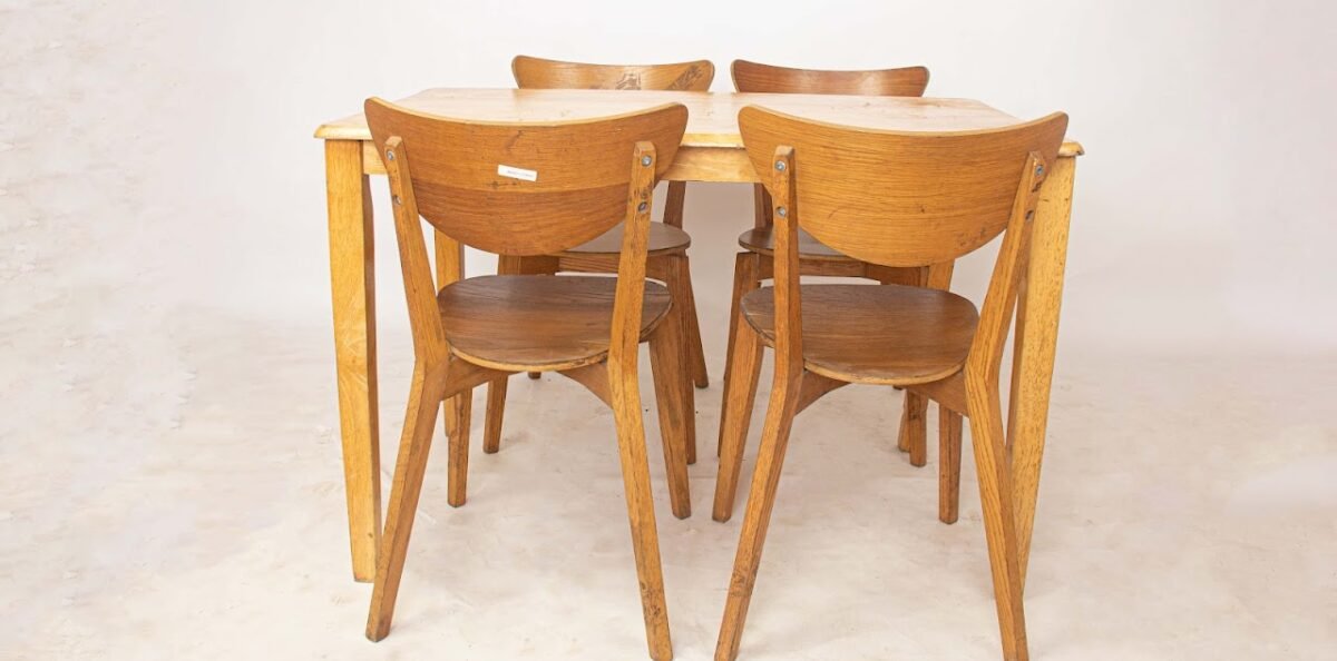 Wooden dining table and chairs - Image 3