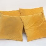 Yellow velvet throw pillow