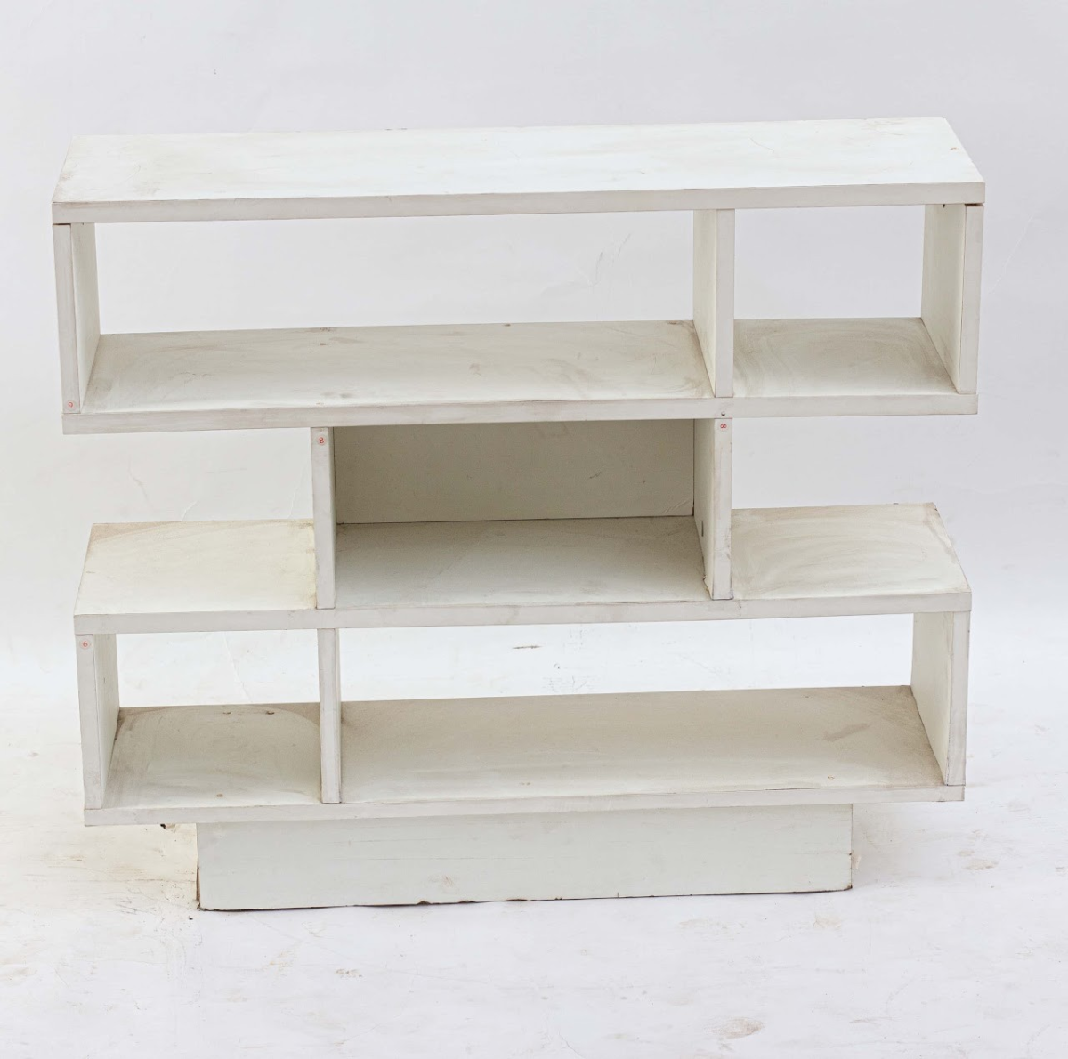 white wooden 2 layer shelf White Wooden 2-Tier Shelf - Image 1