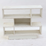 white wooden 2 layer shelf
