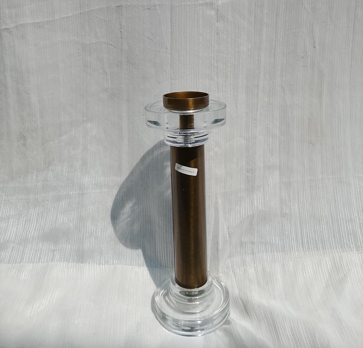 Brass and Glass Pillar Candle Stand (Squat Base) - Image 1