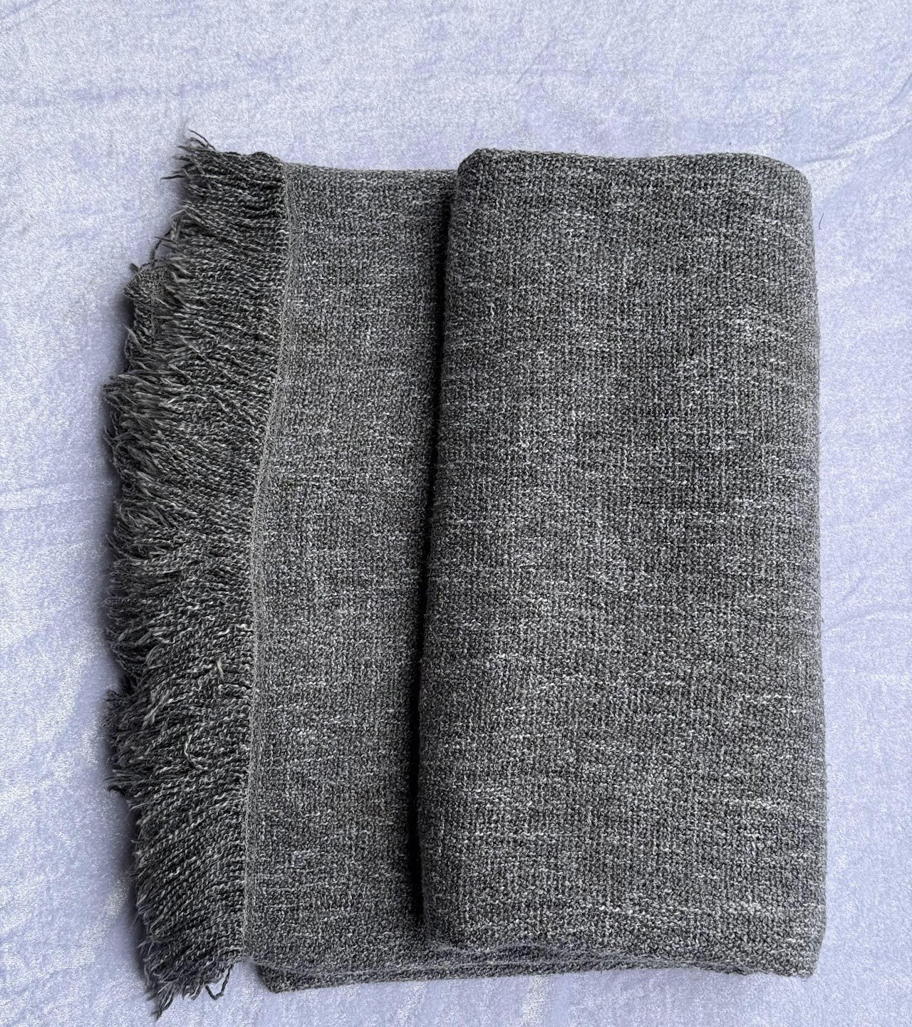 Fringed Melange Knit Throw Fringed Melange Knit Throw - Image 1