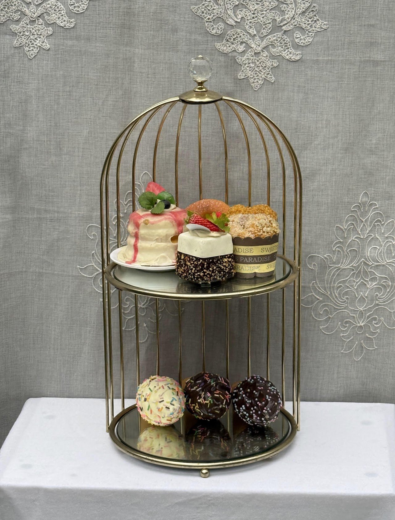 Gold cage desert stand Gold Cage Dessert Stand - Image 1