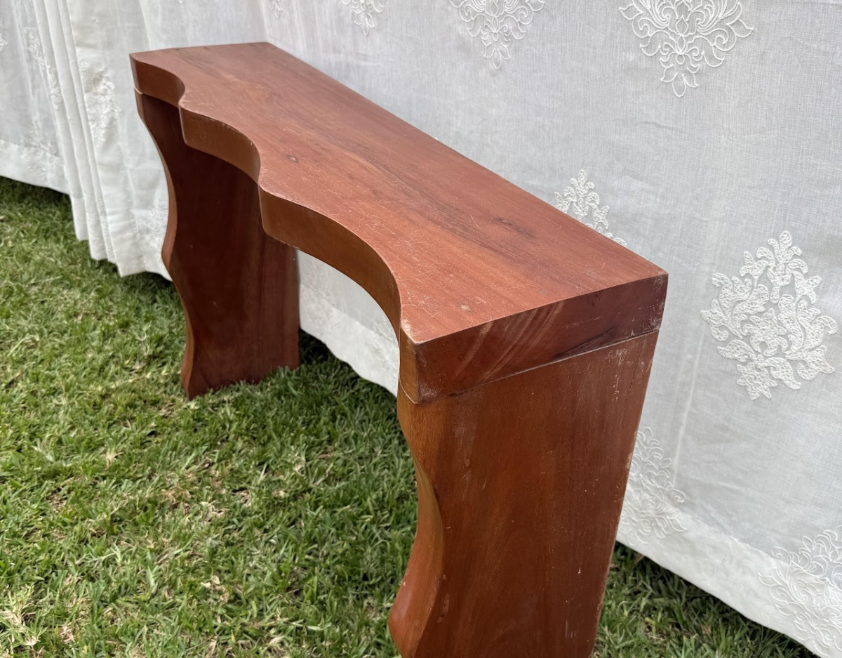 Hand Carved Wooden Console Bench - Image 2
