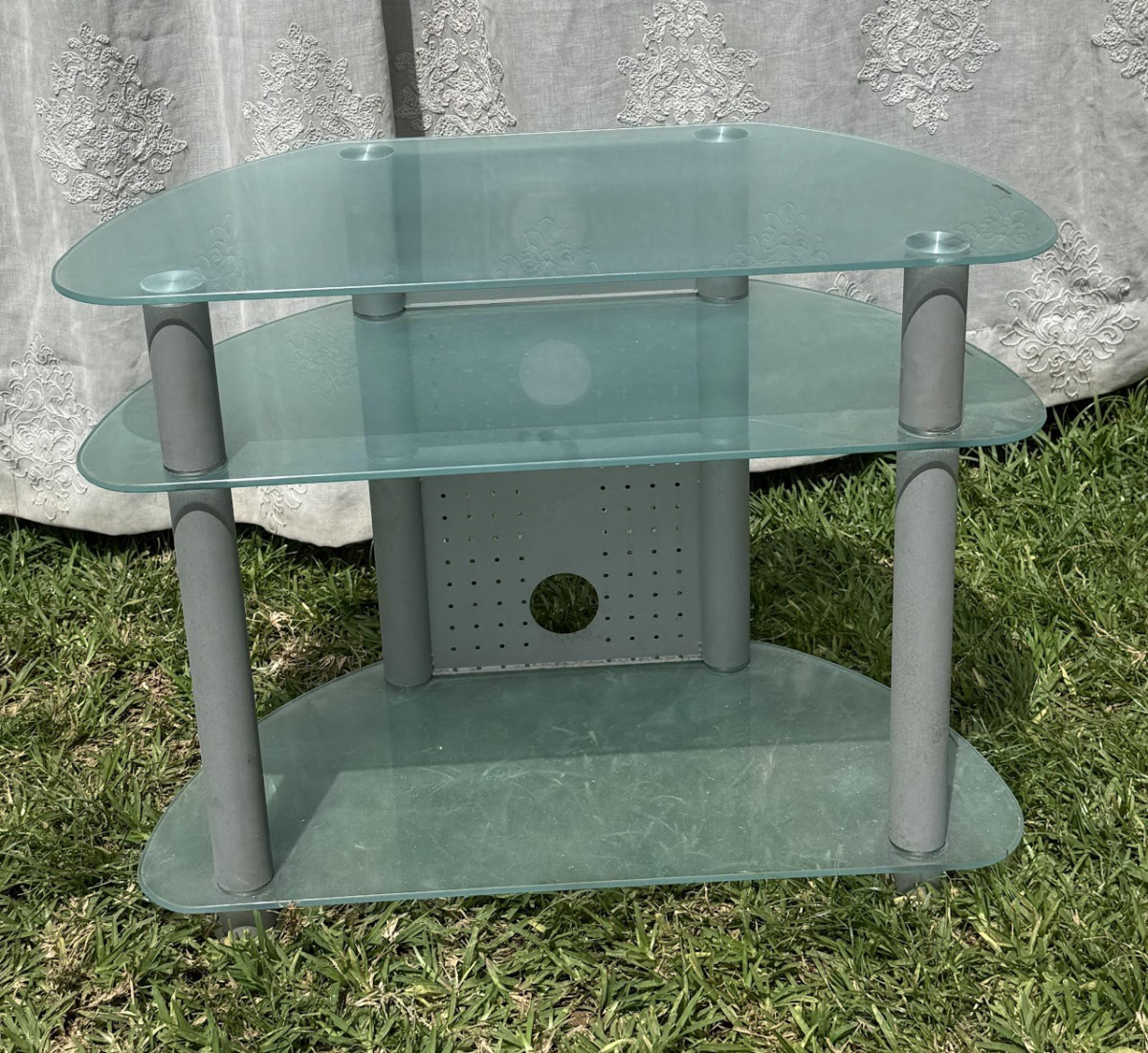 Modern 3-Tier Tempered Glass TV Stand - Image 1