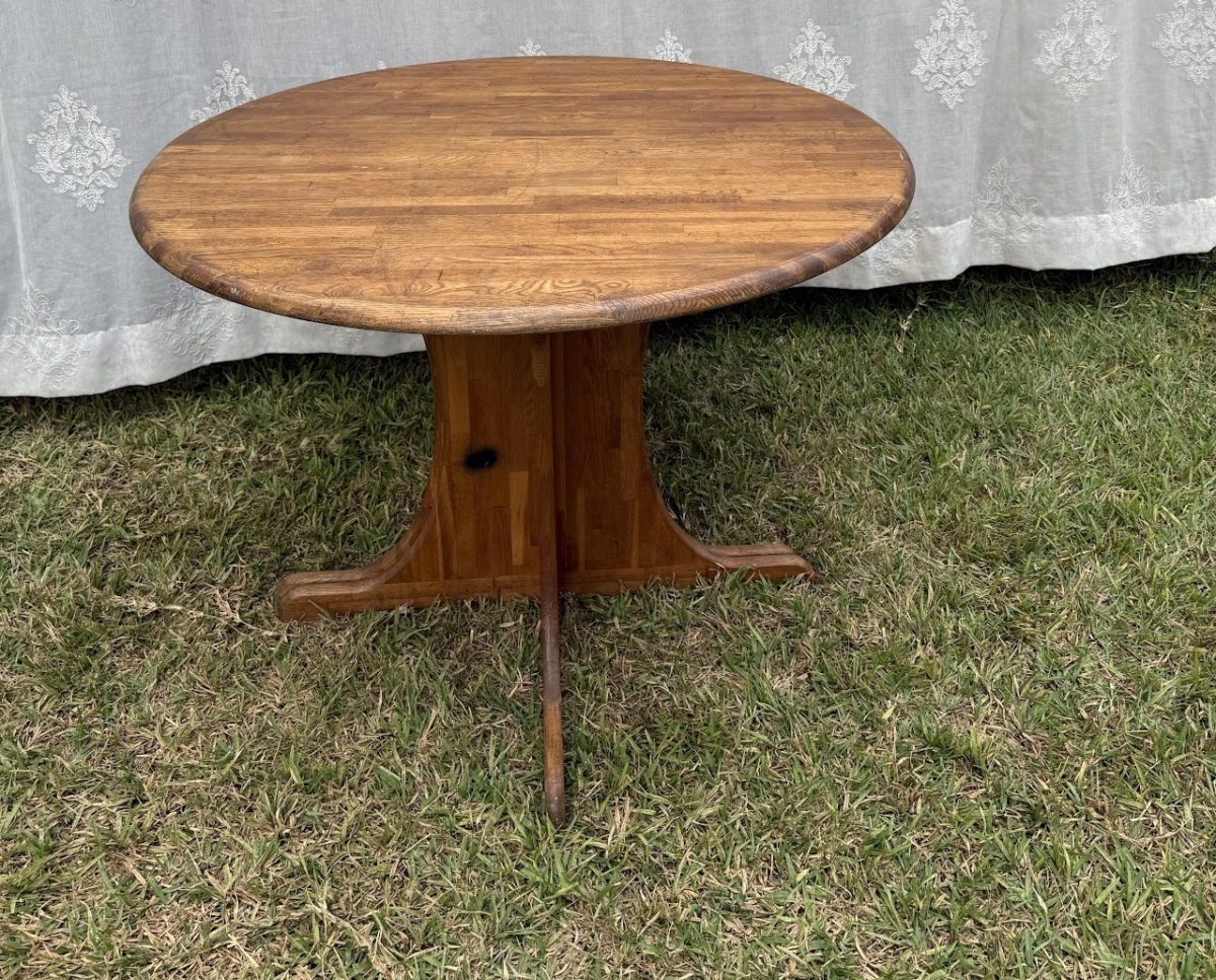 Round Vintage Wooden Dining Table. Round Vintage Wooden Dining Table - Image 1