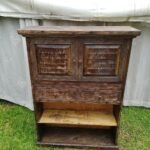 Rustic Carved Wood Armoire Storage Cabinet