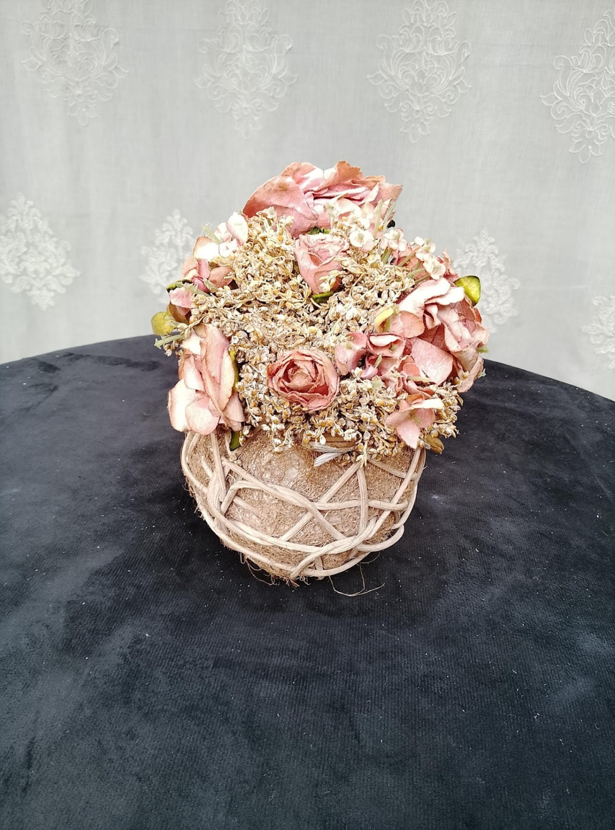 Rustic Dried Rose Topiary Ball Rustic Dried Rose Topiary Ball - Image 1