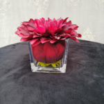 Square Glass Vase with flowers