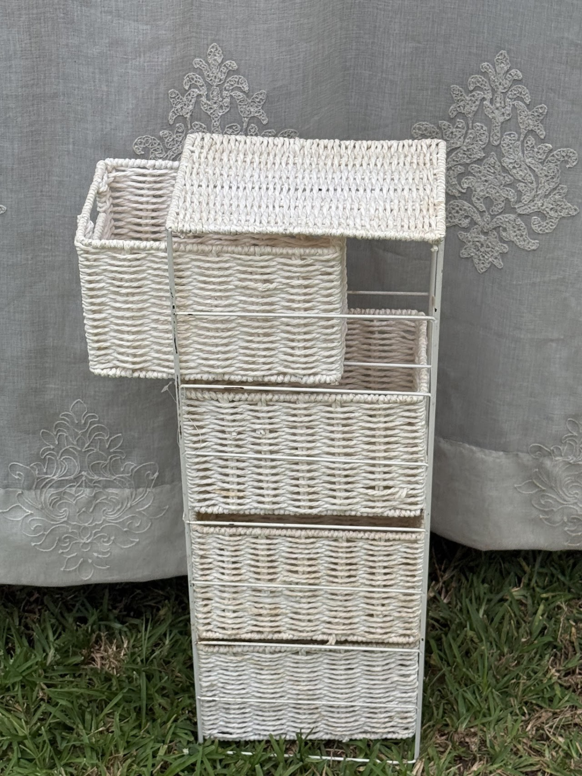 Vintage-Style 4-Tier Woven Storage Tower - Image 2