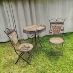 Wicker and Wrought Iron Bistro Set