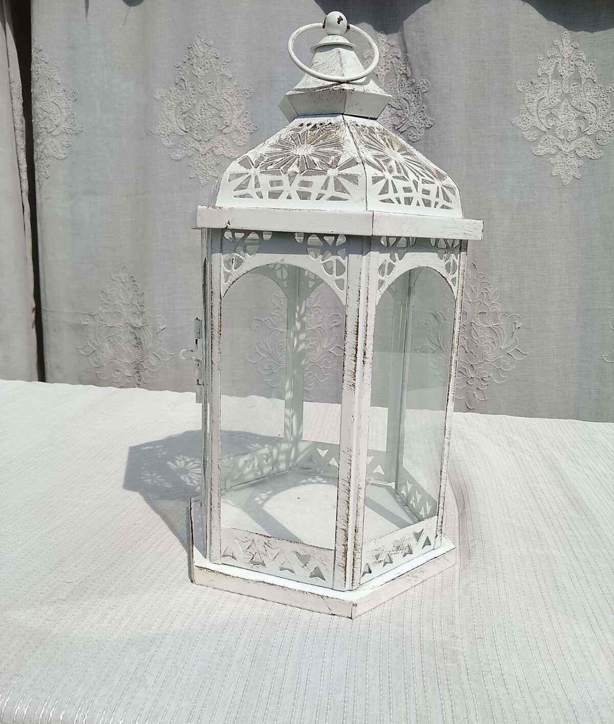 Antique Silver Glass Pillar Antique Silver Glass Pillar Candle Holder (Large) - Image 1