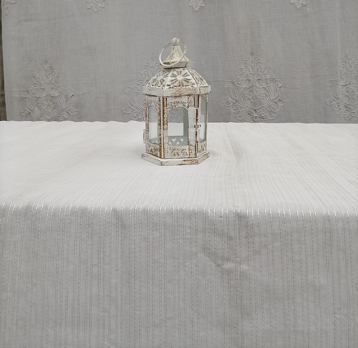 Antique Silver Glass Pillar Candle Holder (Small) - Image 1