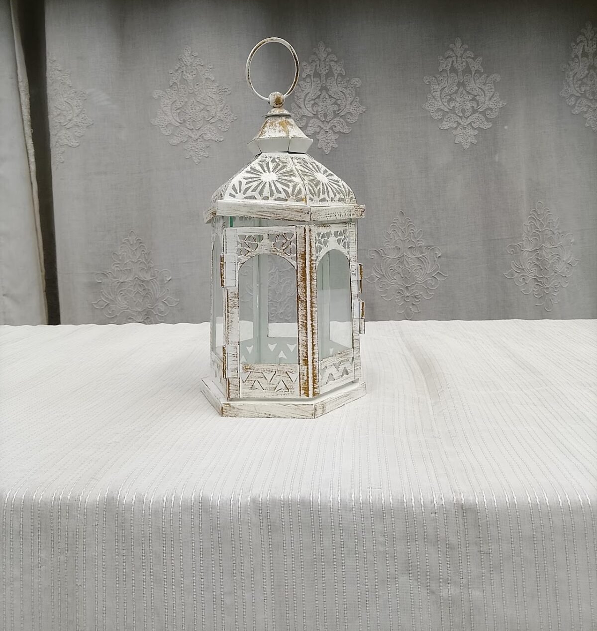 Antique Silver Glass Pillar3 Antique Silver Glass Pillar Candle Holder (Medium) - Image 1