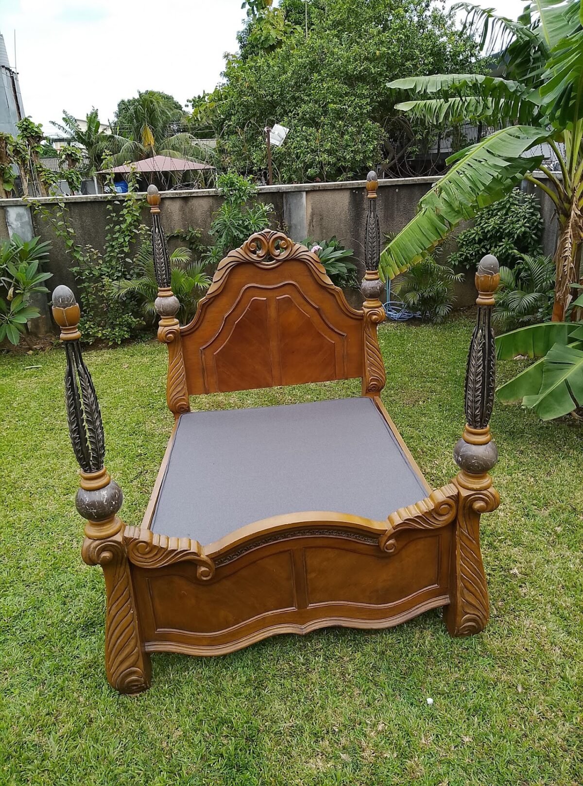 Ornate Four-Poster Bed Frame Carved Four-Poster Bed Frame - Image 1