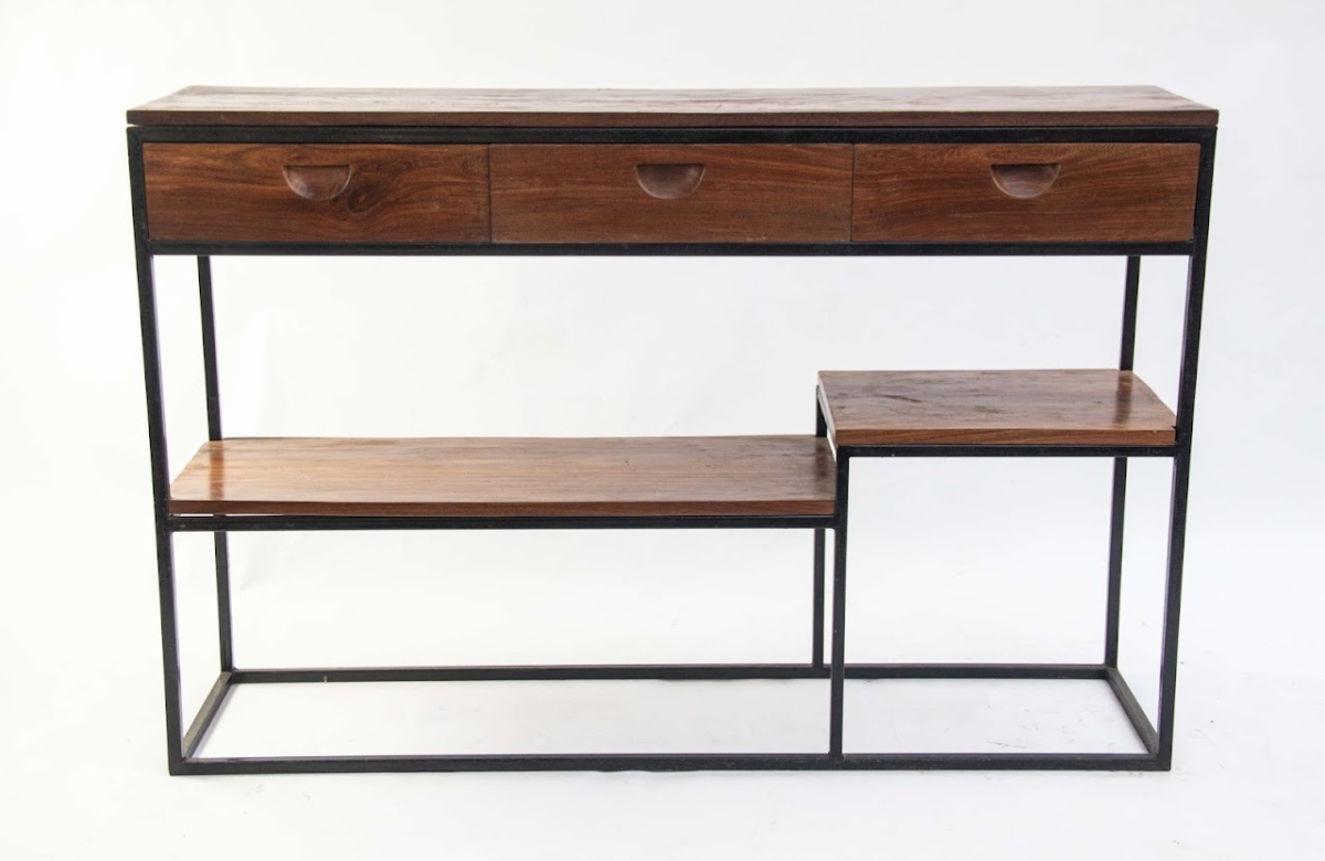 Industrial Wood Console (3 Drawers) - Image 1