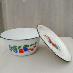 White Vintage Enamelware Bowls