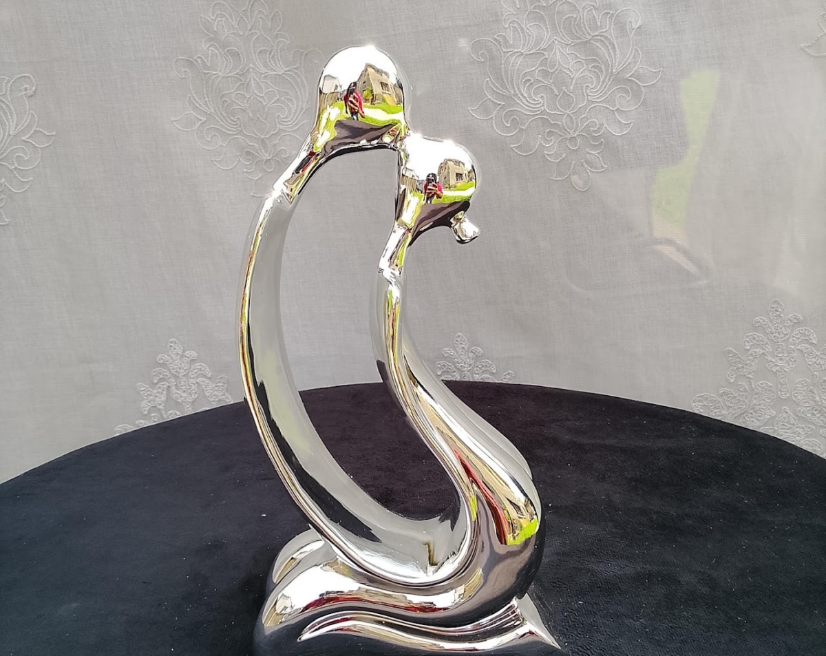 Abstract Chrome Couple Sculpture - Image 1