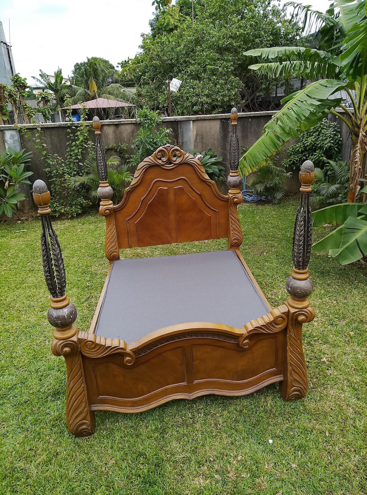 Carved Four-Poster Bed Frame - Image 1