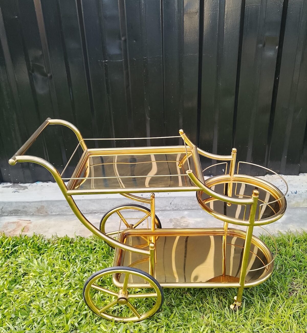 Vintage Brass Bar Cart Vintage Brass Bar Cart - Image 1