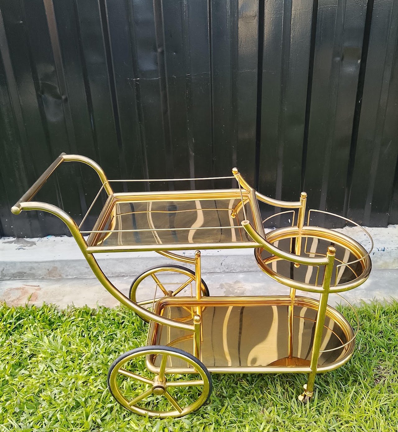 Vintage Brass Bar Cart Vintage Brass Bar Cart - Image 1