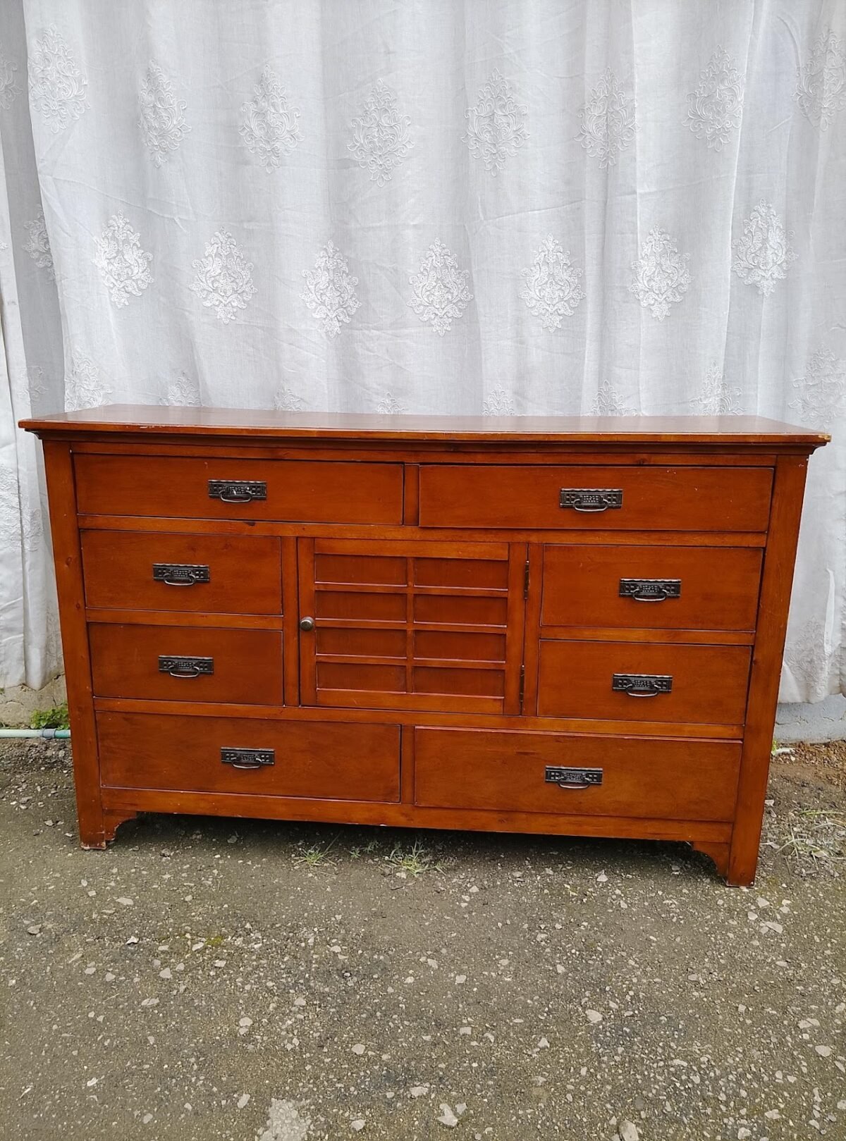 1 Antique Multi-Drawer Oak Console - Image 1
